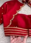 pure silk hand embroidery blouse/saree maggam blouse/red zardosi blouse/red hand embroidered moderblouse/red ready made blouse zardosi usa