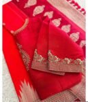 pure silk hand embroidery blouse/saree maggam blouse/red zardosi blouse/red hand embroidered moderblouse/red ready made blouse zardosi usa