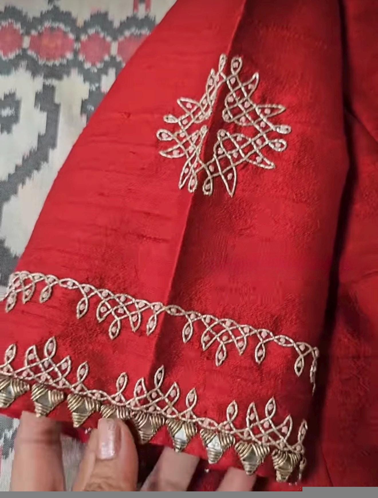 pure silk hand embroidery blouse/saree maggam blouse/red zardosi blouse/red hand embroidered moderblouse/red muggu ready made blouse USA