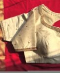 pure silk hand embroidery blouse/cream saree maggam blouse/raw silk zardosi blouse/hand embroidered blouse/cream ready made blouse zardosi