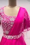 Pink Ruffle Saree: Silk Lehenga Sari with Embroidered Blouse,ready to wear sarees,cocktail saree,lehenga saree,ruffle saree belt,modern sar