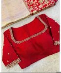 pure silk hand embroidery blouse/saree maggam blouse/red zardosi blouse/red hand embroidered moderblouse/red muggu ready made blouse USA