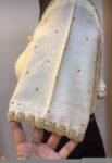 Hand Embroidered Cream Silk Blouse: Zardosi Maggam Work,cream maggam blouse,multicolor blouse,plus size blouse,handwork blouse,beige blouse