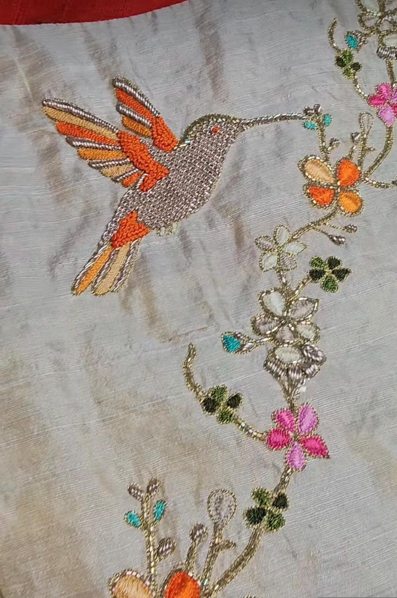 pure silk hand embroidery blouse/modern maggam blouse/multi colored cream zardosi blouse/hand embroidered blouse/off white ready made blouse