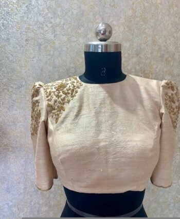 pure silk hand embroidery blouse/modern maggam blouse/multi colored cream zardosi blouse/hand embroidered blouse/off white ready made blouse