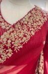 Red Organza Silk Saree:Hand Embroidered Blouse, Indian Wedding Bridal Saree,luxury wedding saree,pure silk saree,cocktail saree,red sari us