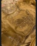 Pure Silk Saree Blouse:Golden Zardosi Hand Embroidery, Elbow Sleeve,golden tissue blouse,handwork blouse,silver blouse,golden blouse USA