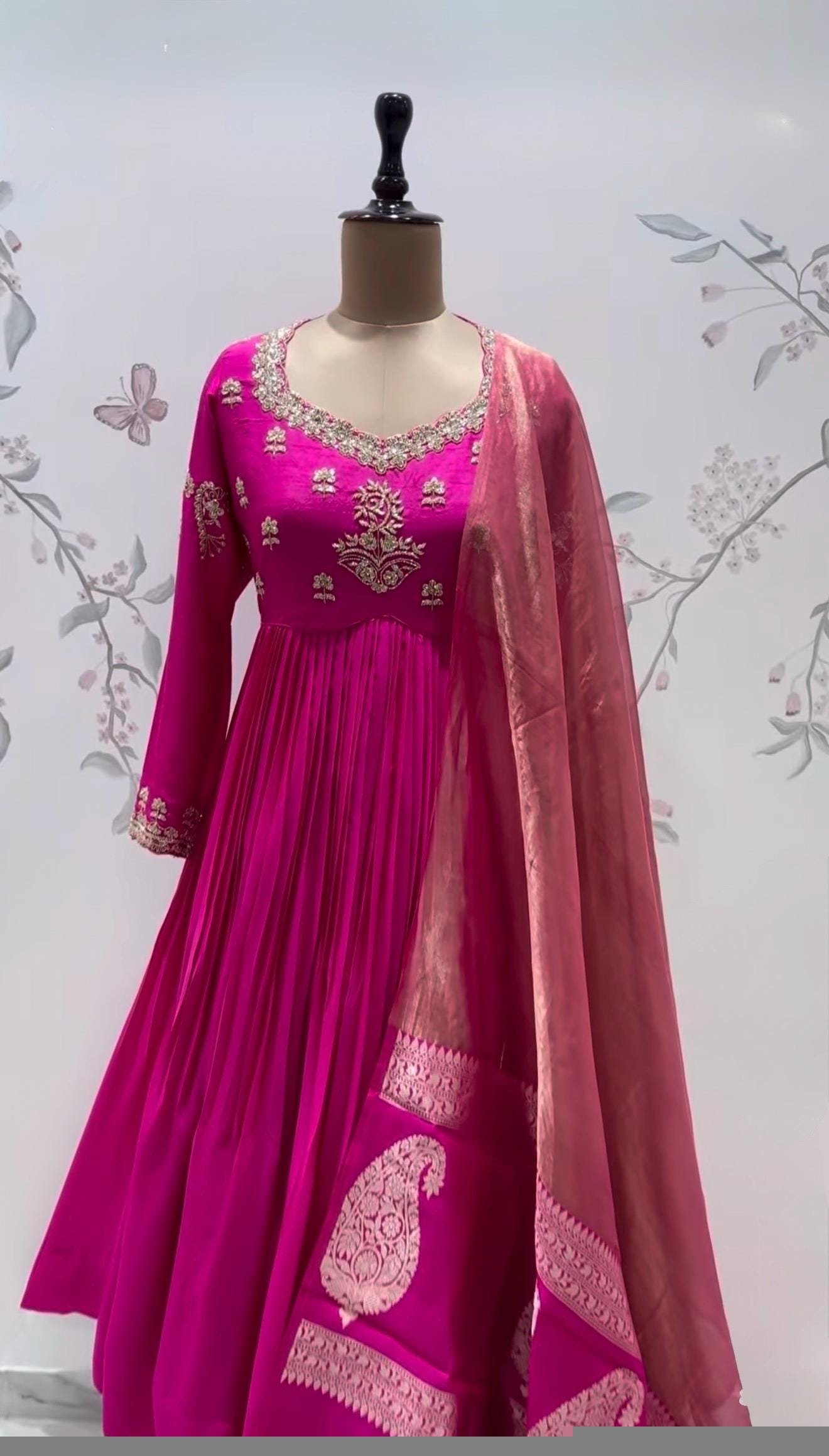 Pink Anarkali suit usa/anarkali pink kurta full sleeve/pink full sleeve anarkali/pink anarkali/Indian dresses/pink red anarkali with dupatta