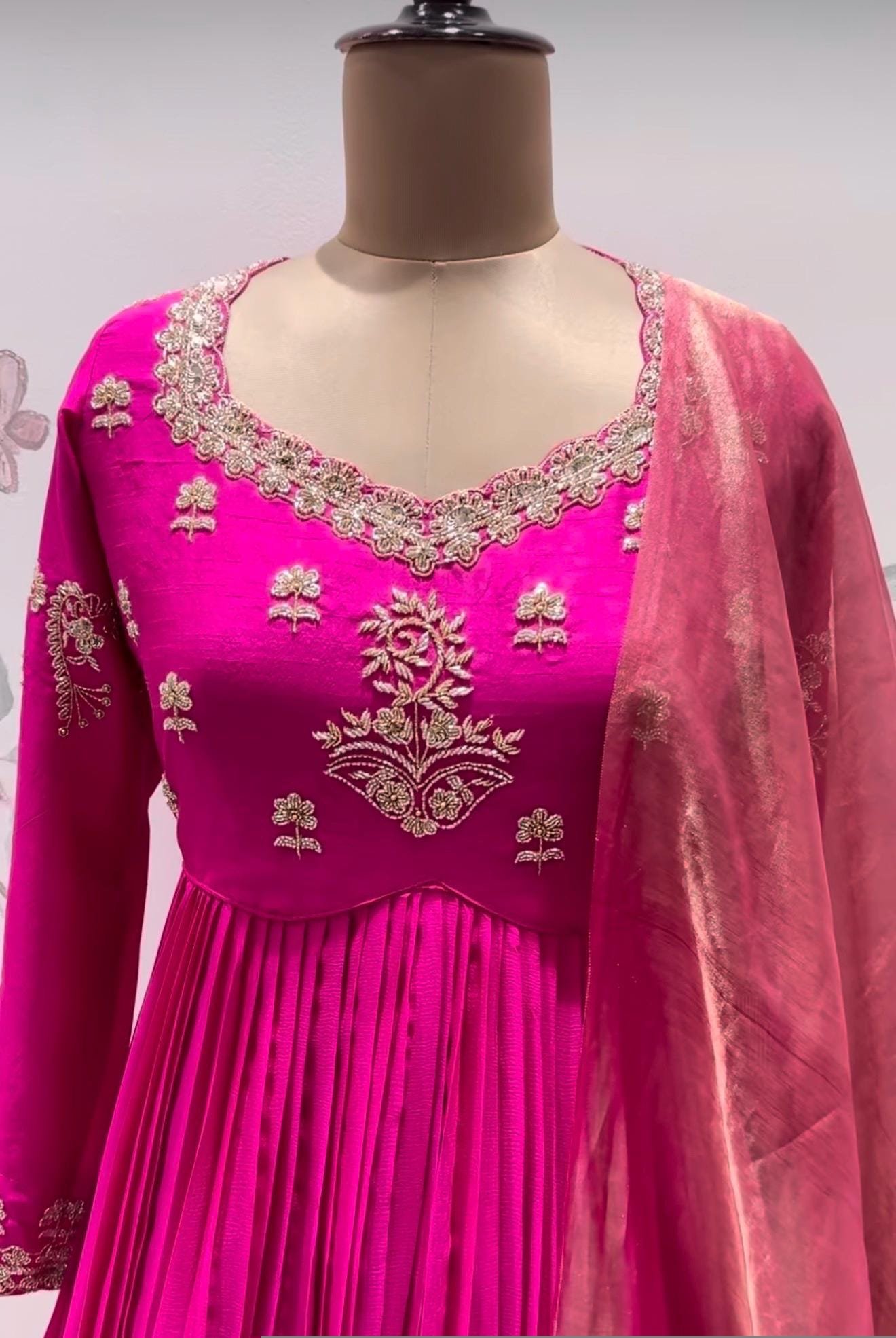 Pink Anarkali suit usa/anarkali pink kurta full sleeve/pink full sleeve anarkali/pink anarkali/Indian dresses/pink red anarkali with dupatta