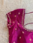 Hand Embroidered Plum Silk Blouse: Zardosi Saree Blouse – Size 42,plus size blouse,handwork blouse,maggam blouse,mix and match blouse USA