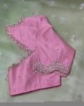 pure silk hand embroidery blouse/light pink maggam blouse/pink hand embroidered blouse/pink ready made blouse zardosi/pink maggam blouse usa