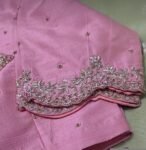 pure silk hand embroidery blouse/light pink maggam blouse/pink hand embroidered blouse/pink ready made blouse zardosi/pink maggam blouse usa