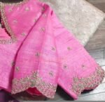 pure silk hand embroidery blouse/light pink maggam blouse/pink hand embroidered blouse/pink ready made blouse zardosi/pink maggam blouse usa