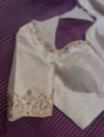 Hand Embroidered Raw Silk Blouse: Cream Zardosi Maggam Work,mix and match blouse,plus size blouse,hand work blouse,maggam work blouse,cream