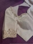 Hand Embroidered Raw Silk Blouse: Cream Zardosi Maggam Work,mix and match blouse,plus size blouse,hand work blouse,maggam work blouse,cream