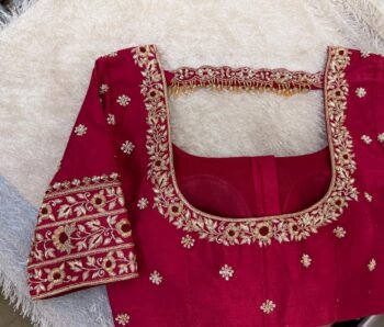 pure silk hand embroidery blouse/saree maggam blouse/red zardosi blouse/maroon red hand embroidered blouse/red ready made blouse zardosi