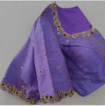 Lavender hand embroidery blouse/saree maggam work blouse/hand embroidery saree blouse/hand embroidered blouse/lavender ready made blouse