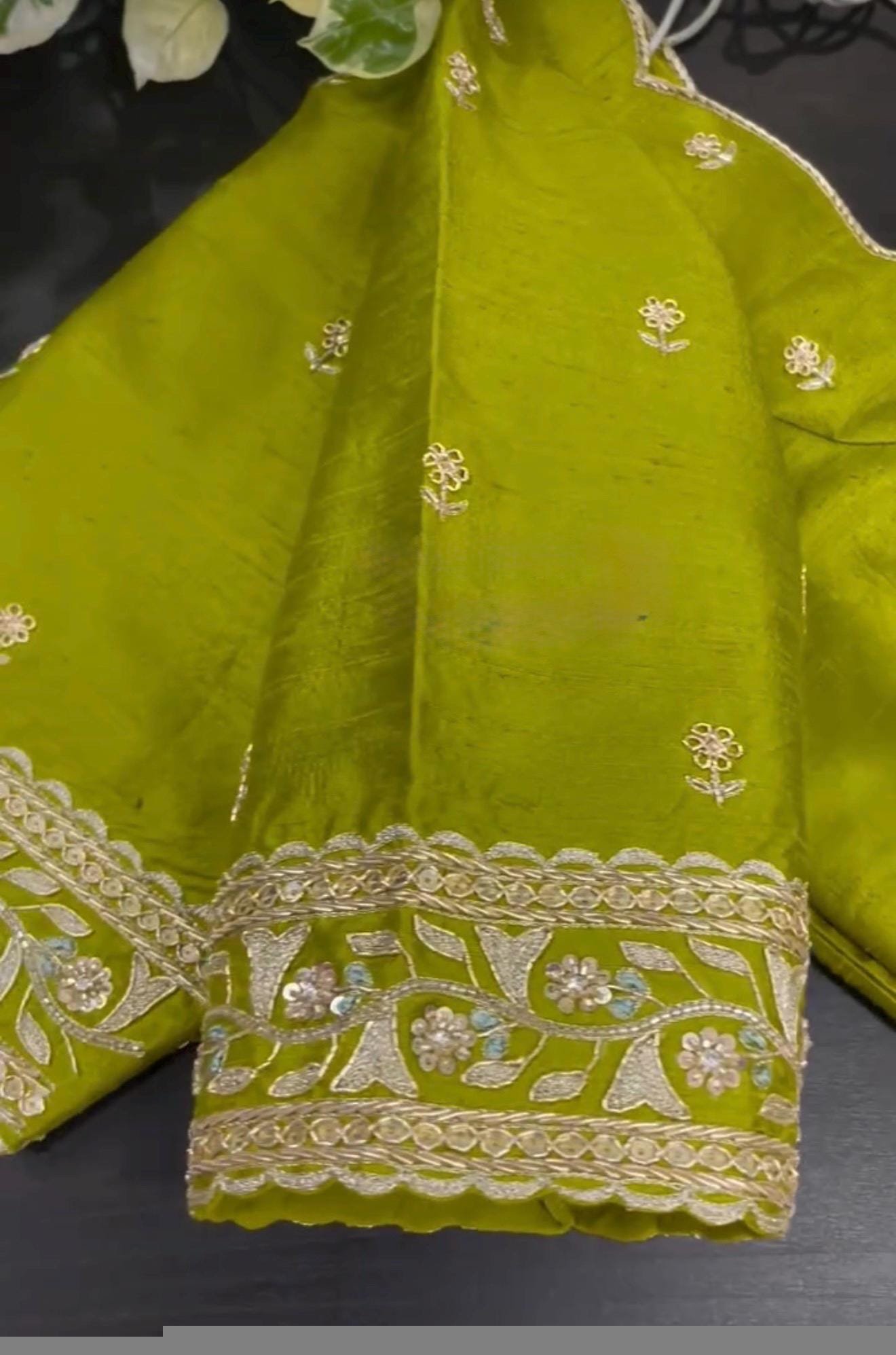 Hand Embroidered Zardosi Blouse: Parrot Green Raw Silk Saree Top,green maggam blouse,mehendi green blouse,mix and match blouse,plus size usa