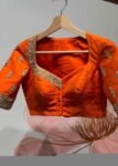 pure silk hand embroidery blouse/saree maggam blouse/orange zardosi blouse usa/hand embroidered modern blouse/ready made blouse zardosi usa