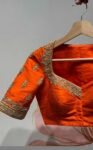 pure silk hand embroidery blouse/saree maggam blouse/orange zardosi blouse usa/hand embroidered modern blouse/ready made blouse zardosi usa