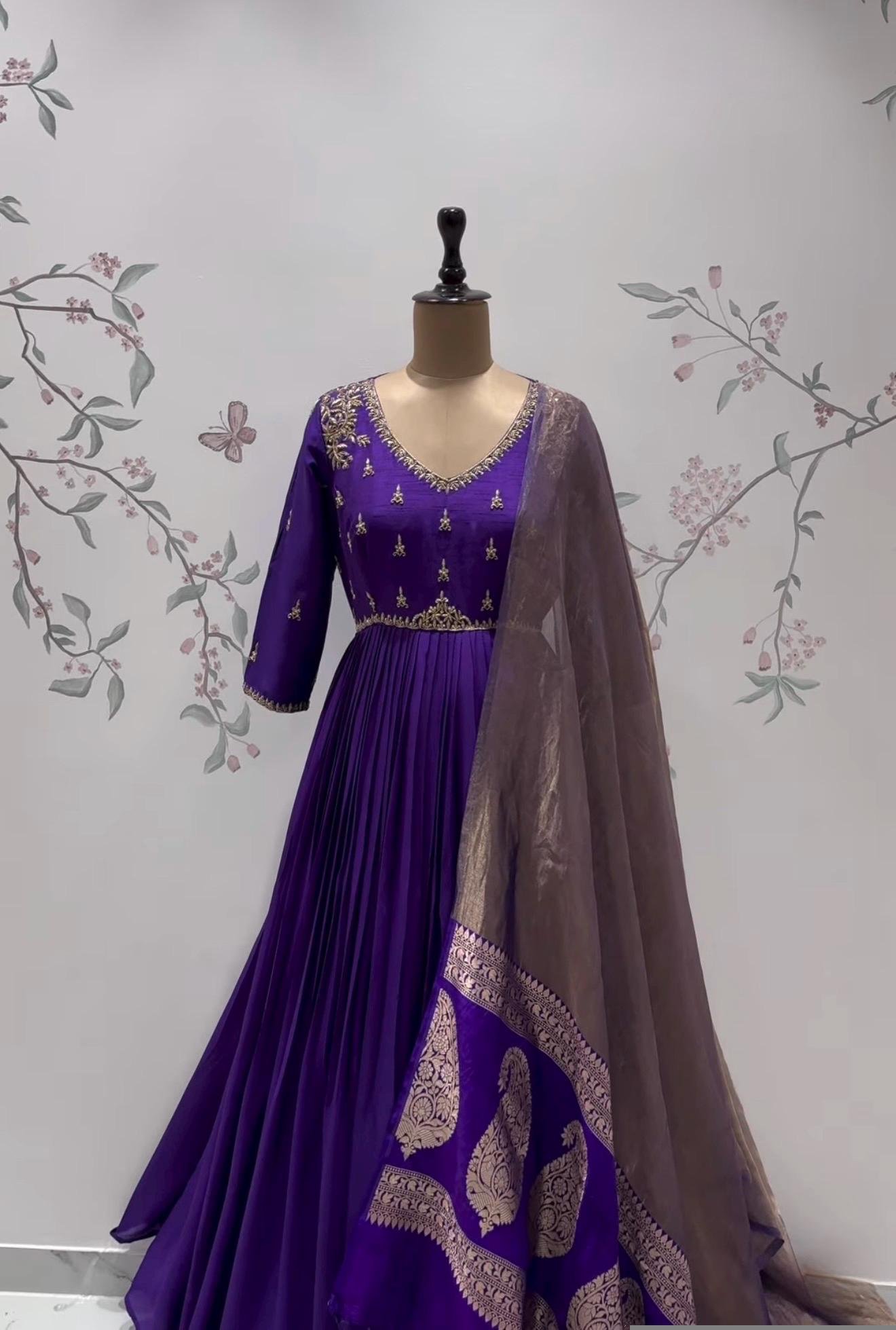 Pink Anarkali suit usa/anarkali pink kurta 3/4 sleeve/purple full sleeve anarkali/pink anarkali/Indian dresses/purple anarkali with dupatta
