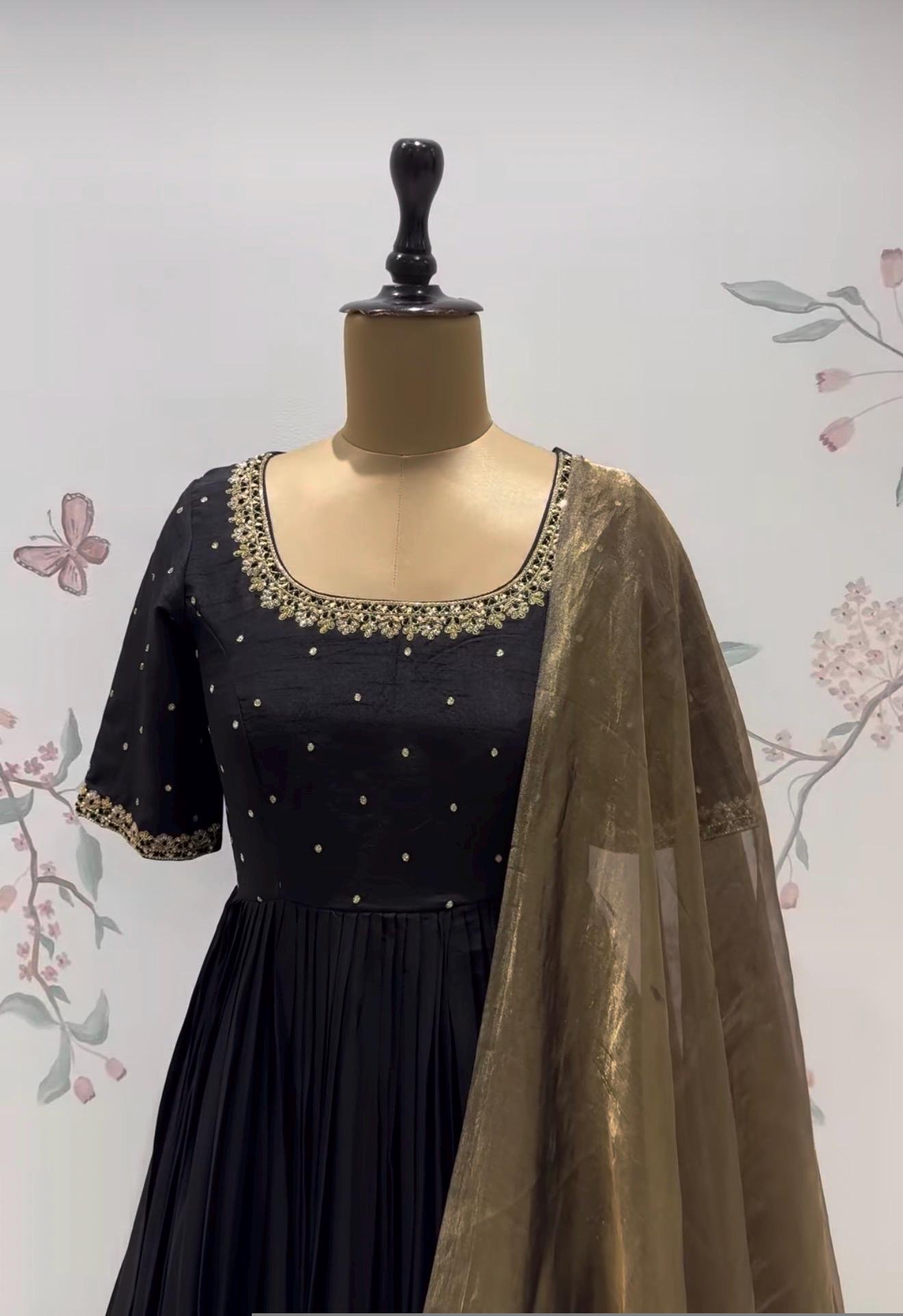 Black Anarkali suit usa/anarkali kurta elbow sleeve/purple anarkali dupatta/pink anarkali/Indian dresses/purple anarkali with dupatta usa