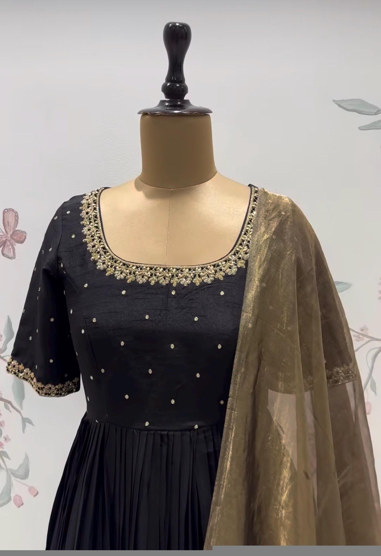 Black Anarkali suit usa/anarkali kurta elbow sleeve/purple anarkali dupatta/pink anarkali/Indian dresses/purple anarkali with dupatta usa