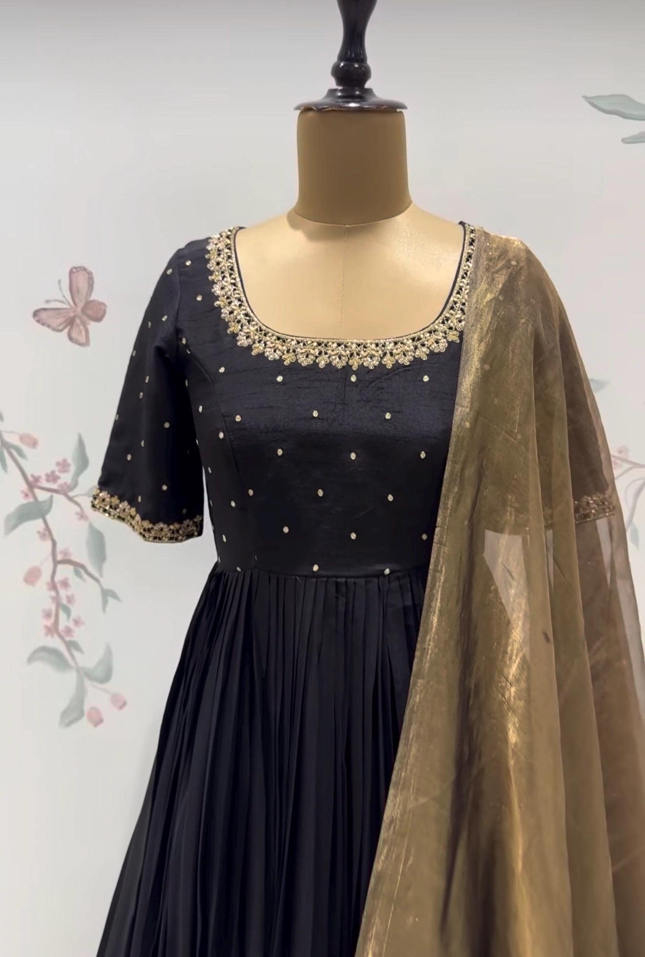 Black Anarkali suit usa/anarkali kurta elbow sleeve/purple anarkali dupatta/pink anarkali/Indian dresses/purple anarkali with dupatta usa