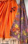 Women’s pure kalamkari lehenga set/orange crop top lehenga/Hand painted lehenga USA/wedding lehenga USA/kalamkarilehenga choli/voggish usa