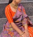 Women’s pure kalamkari lehenga set/orange crop top lehenga/Hand painted lehenga USA/wedding lehenga USA/kalamkarilehenga choli/voggish usa