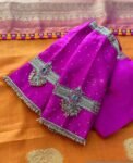 pure silk hand embroidery blouse/U neck maggam blouse/pink zardosi blouse/plum hand embroidered blouse/purpl hand work ready made blouse USA