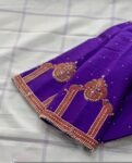 pure silk hand embroidery blouse/neck maggam blouse/purple zardosi blouse/purple hand embroidered blouse/ hand work ready made blouse USA