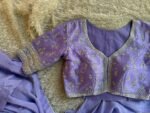 Lavender Hand Embroidered Silk Blouse: Zardosi Maggam Work,lavender blouse,mix and match blouse,plus size blouse,lavender hand work blouse