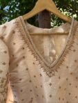 Cream hand embroidery long blouse/saree maggam blouse/pure silk zardosi blouse/blue hand embroidered blouse/heavy maggam full sleeve blouse