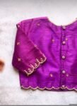 Purple Silk Hand Embroidered Saree Blouse: Zardosi Maggam Work, plus size blouses,handwork blouse,purple maggam blouse,Mix and match blouse