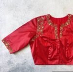 pure silk hand embroidery blouse / saree maggam blouse / red raw silk zardosi blouse / hand embroidered blouse / ready made blouse zardosi/