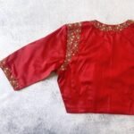 pure silk hand embroidery blouse / saree maggam blouse / red raw silk zardosi blouse / hand embroidered blouse / ready made blouse zardosi/