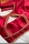 pure silk red hand embroidery blouse/saree maggam blouse/raw silk zardosi blouse/pure red hand embroidered blouse/ready made red blouse usa
