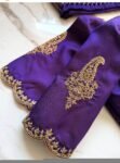 Purple Silk Hand Embroidered Saree Blouse: Zardosi Maggam Work, plus size blouses,handwork blouse,purple maggam blouse,Mix and match blouse