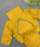 pure silk hand embroidery blouse/saree maggam blouse/yellow zardosi blouse/hand embroidered blouse/mustard yellow ready made blouse zardosi
