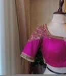 pure silk hand embroidery blouse/saree maggam blouse/hot pink zardosi blouse/hand embroidered blouse /magenta pink ready made blouse zardosi