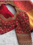 pure silk hand embroidery bridal blouse/ maggam blouse/red bridal zardosi blouse/red hand embroidered blouse/heavy embroidery wedding blouse
