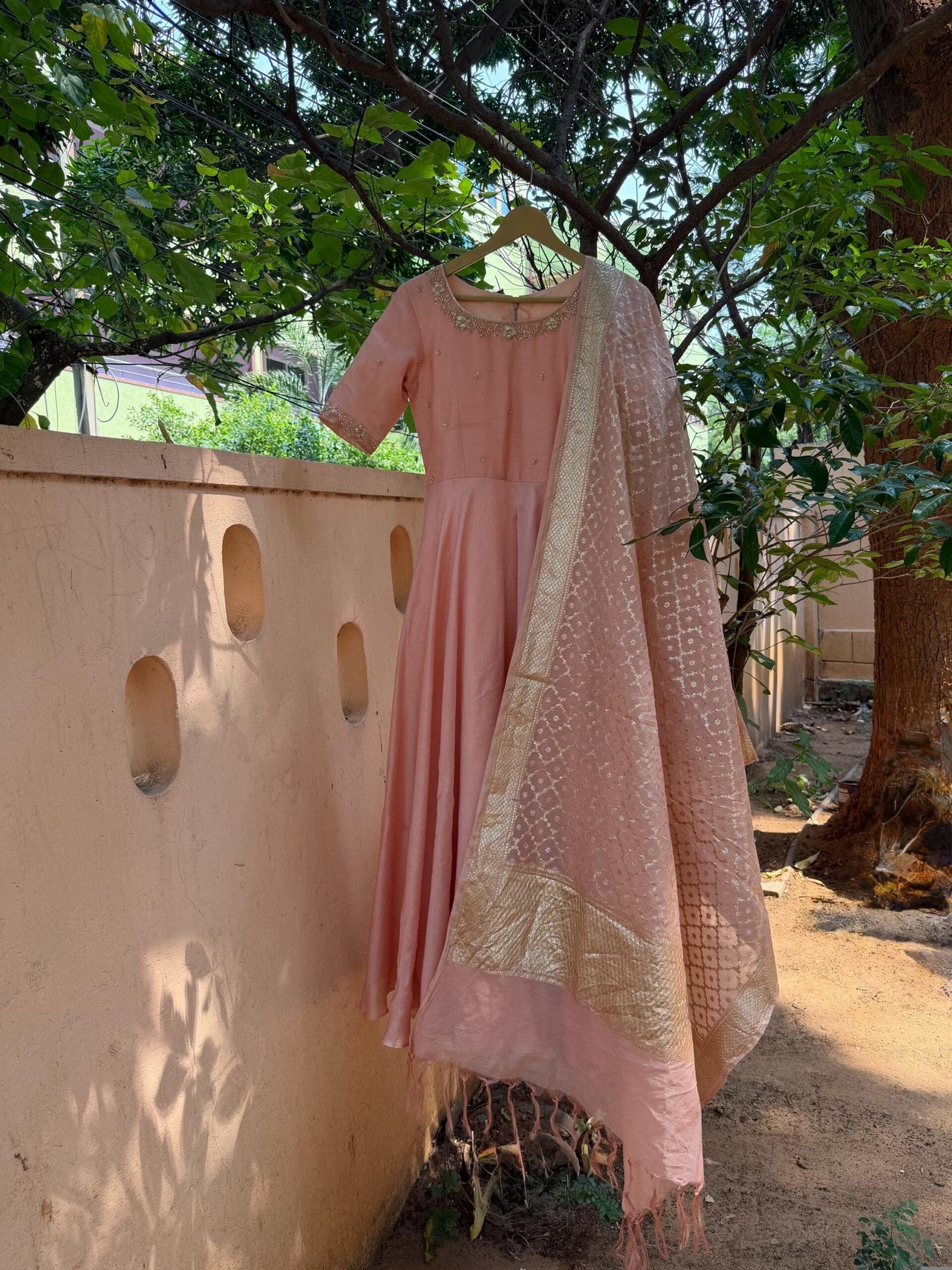 Pure chanderi hand embroidered Anarkali with chanderi handloom dupatta /pink anarkali suit/ anarkali dupatta USA/ Indian dresses/ voggish US