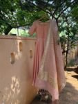 Pure chanderi hand embroidered Anarkali with chanderi handloom dupatta /pink anarkali suit/ anarkali dupatta USA/ Indian dresses/ voggish US