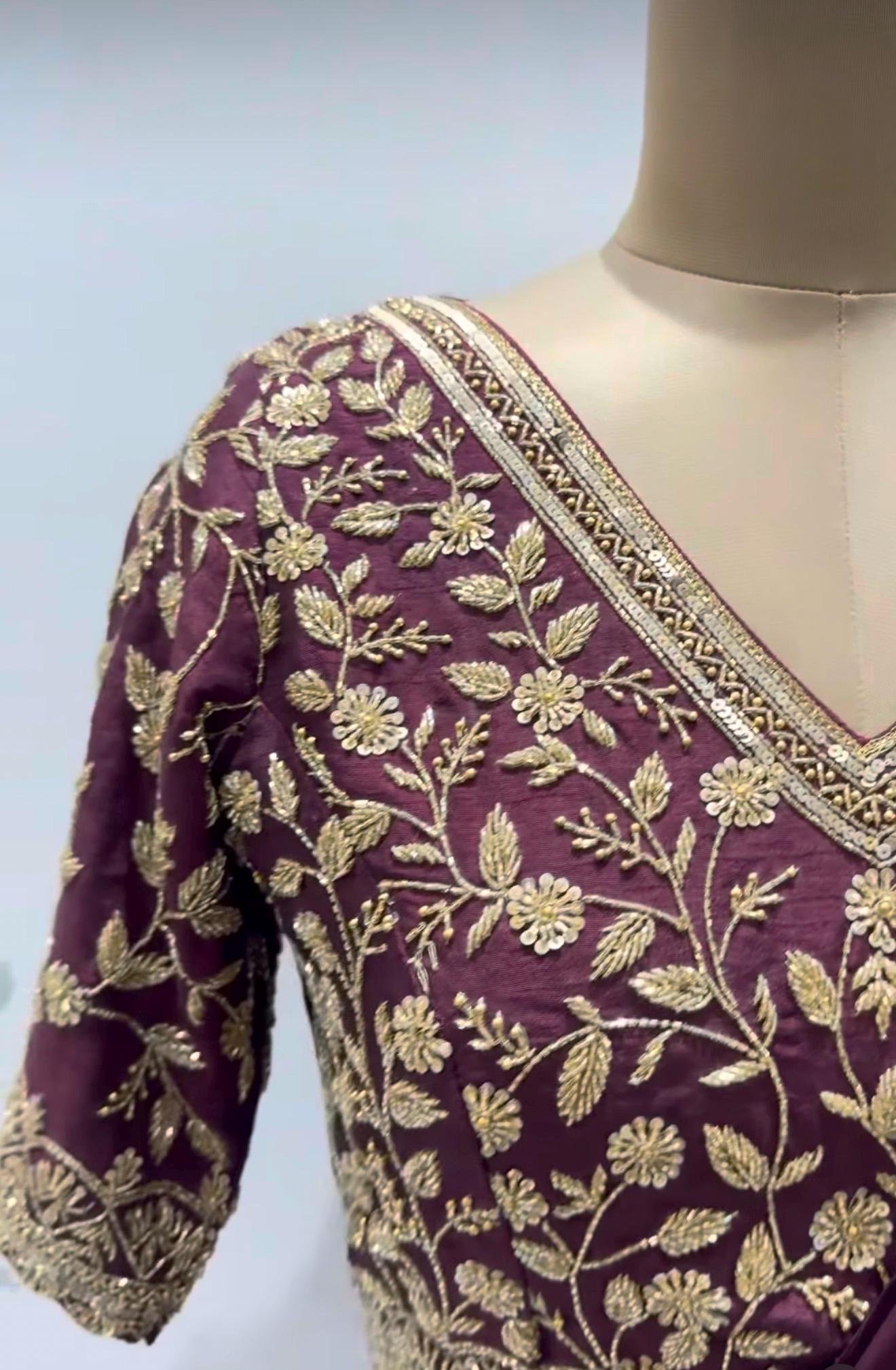 Brown Ruffle Saree: Silk Lehenga Sari with Embroidered Blouse,ready to wear sarees,cocktail saree,lehenga saree,ruffle saree belt,modern sar