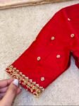 pure silk hand embroidery blouse/saree maggam blouse/red zardosi blouse/red hand embroidered moderblouse/red muggu ready made blouse USA