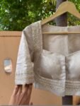 Pure Silk Saree Blouse:Golden Zardosi Hand Embroidery, Elbow Sleeve,golden tissue blouse,handwork blouse,silver blouse,golden blouse USA