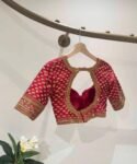 Hand Embroidered Zardosi Silk Blouse/Maroon Red Maggam Saree Blouse/red bridal blouse/burgundy blouse,kundan work blouse,mix and match blous