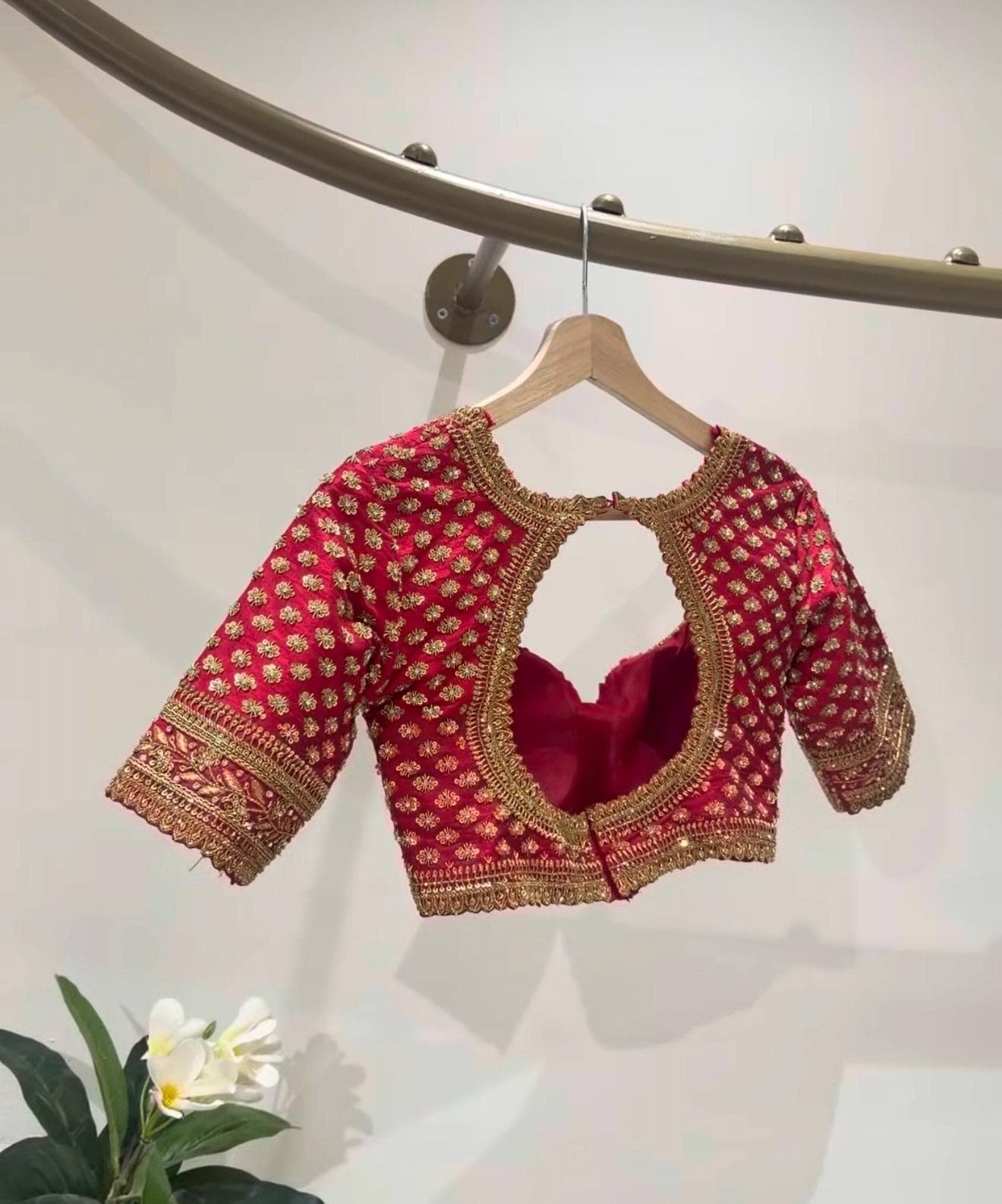 Hand Embroidered Zardosi Silk Blouse/Maroon Red Maggam Saree Blouse/red bridal blouse/burgundy blouse,kundan work blouse,mix and match blous