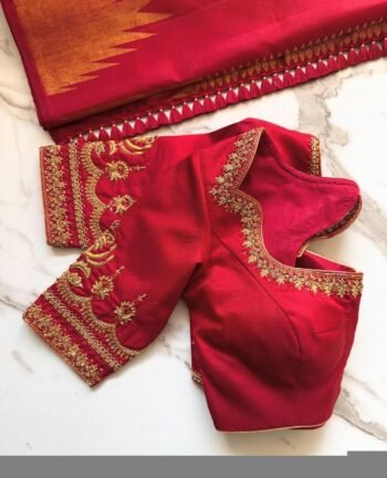 Hand Embroidered Pure Silk Bridal Blouse: Red Zardosi Maggam Work, red saree blouse,handwork blouse,maggam work blouse,mix and match blouse